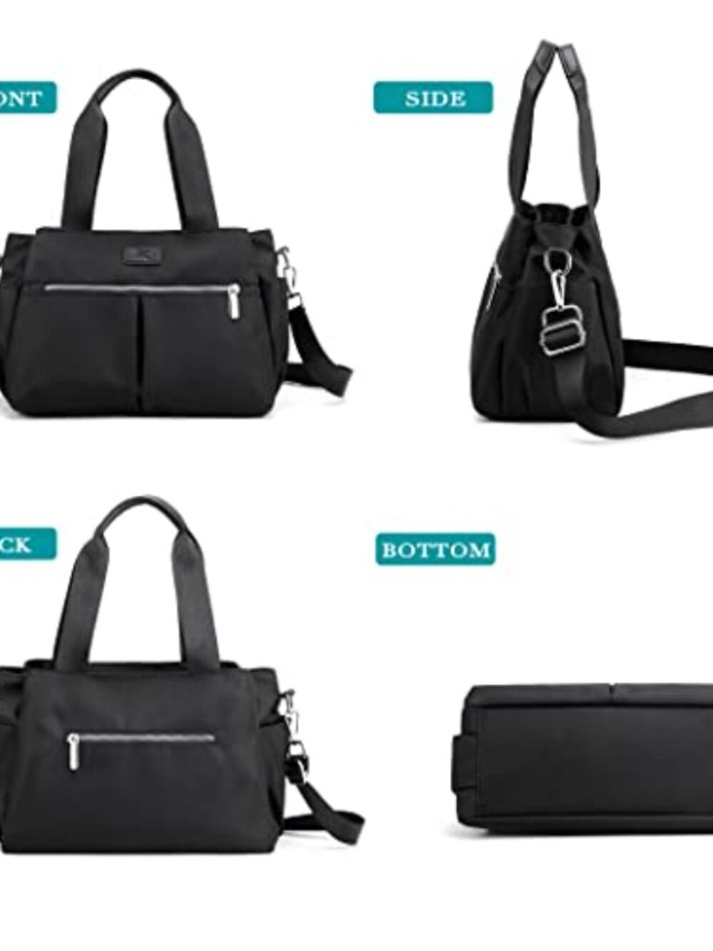 Lightweight Nylon Hobo Crossbody Bag Multi Compartment Shoulder Handbag - Picture 4 of 6